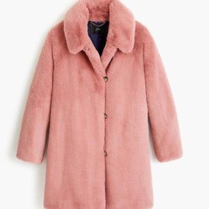 J Crew Faux Fur Coat M Pink / Ash Rose